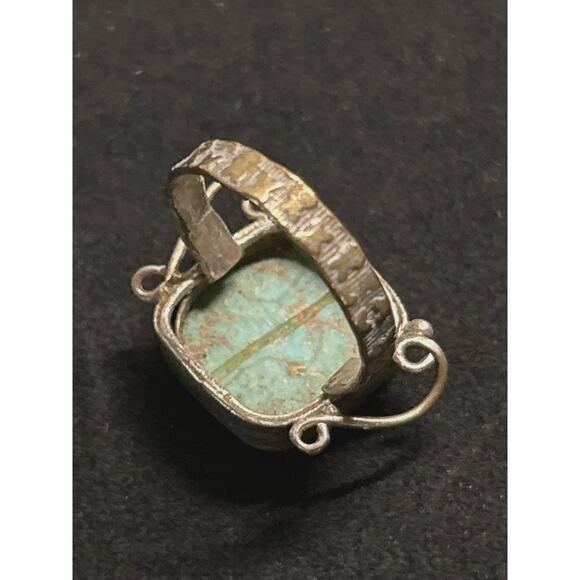 Vintage Handcrafted 925 Sterling Silver Green Turquoise Ring Size 6 - Picture 3 of 4